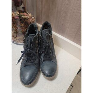 Miz Mooz Adela Black Gray Leather Wedge Booties Size 40